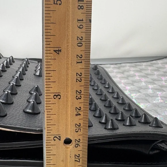 Foley + Corinna Black Spiked Studded Shoulder Bag Spikes Punk Goth - Picture 15 of 17